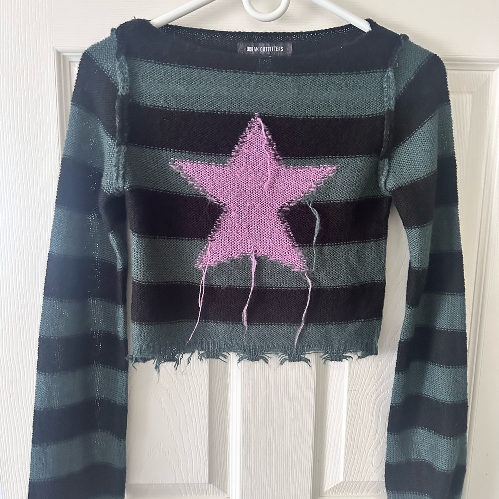 Striped Sweater with Pink Star